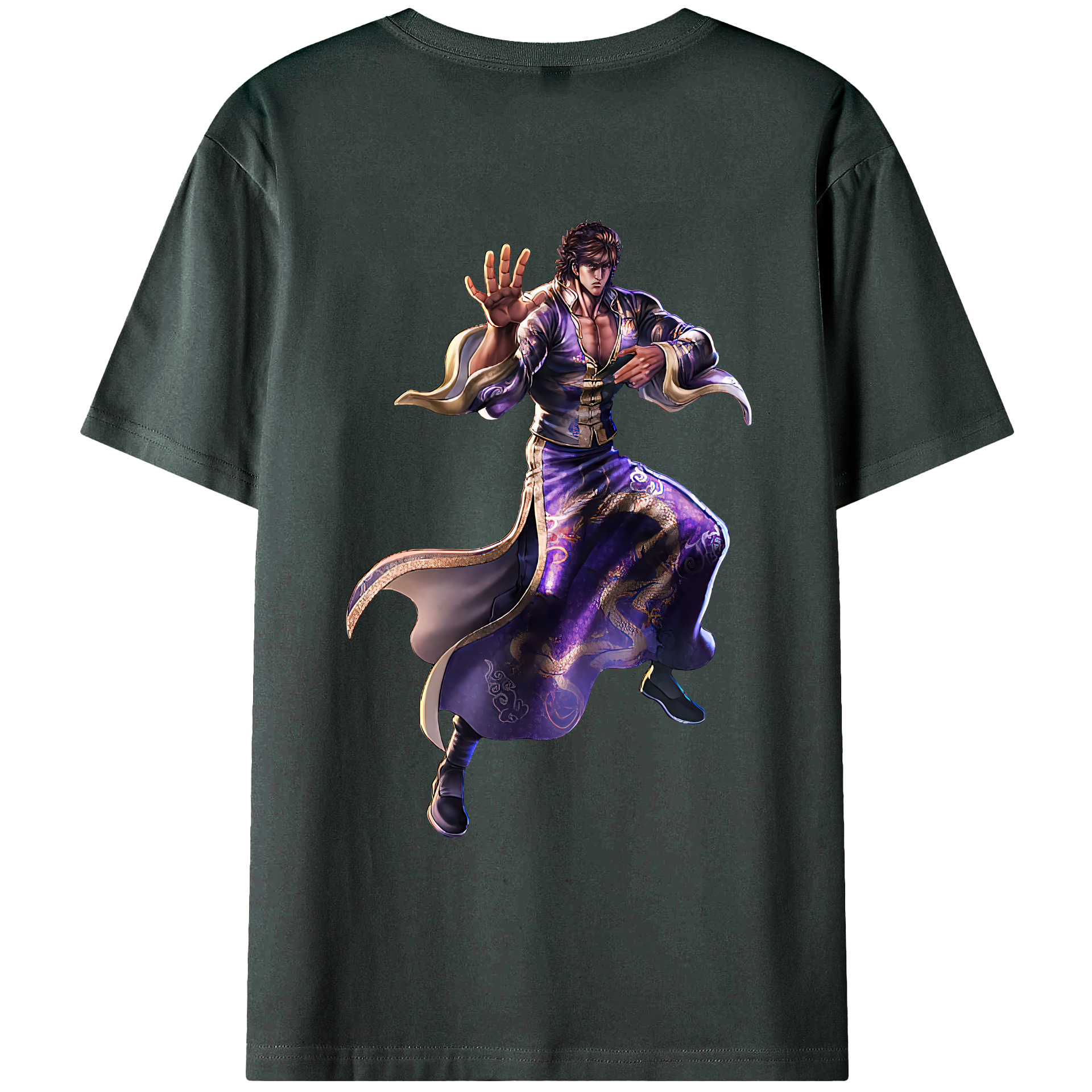 （画像用） 北斗の拳 Fist of the North Star 綿100％ メンズ半袖Tシャツ（バックプリント） 通気性